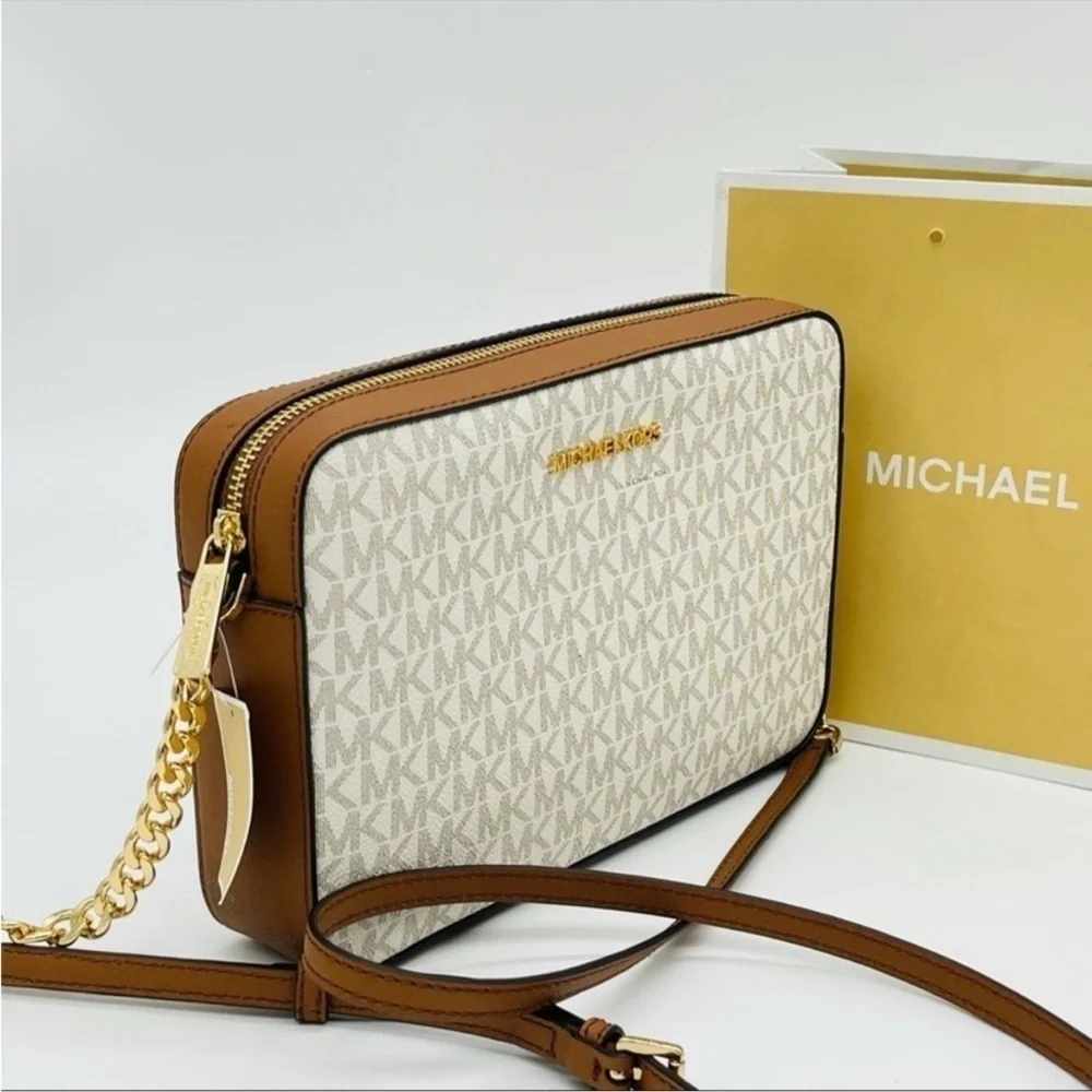Michael Kors Large EW Crossbody Bag Vanilla/Brown